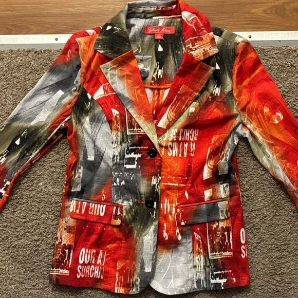 Gabrilla Molinari NWOT Women's 6 Multicolor Blazer Button Up Sleeves Never Worn - Picture 3 of 12
